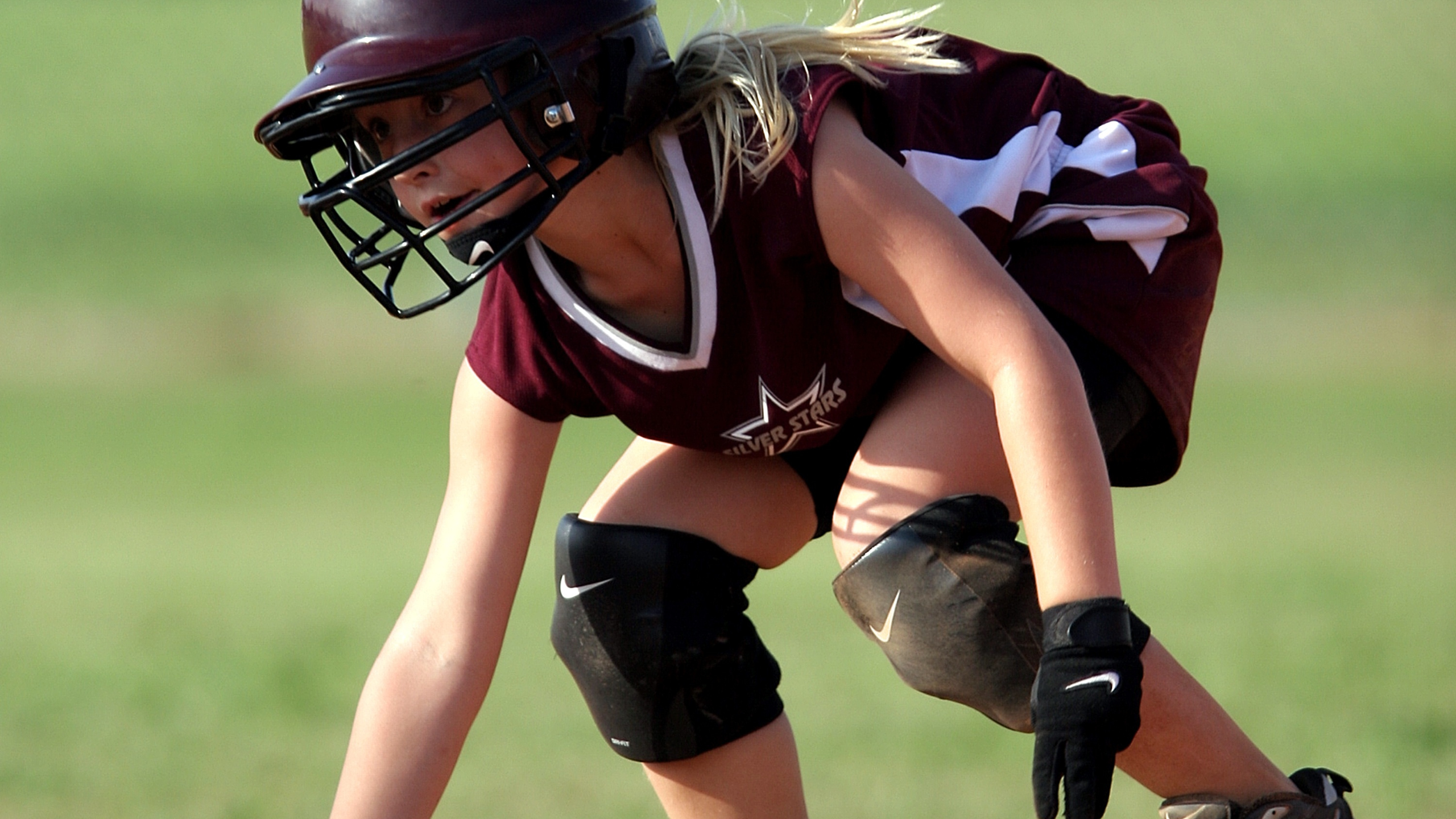 Young softball player in action